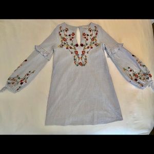Socialite blue and white striped embroidered tunic
